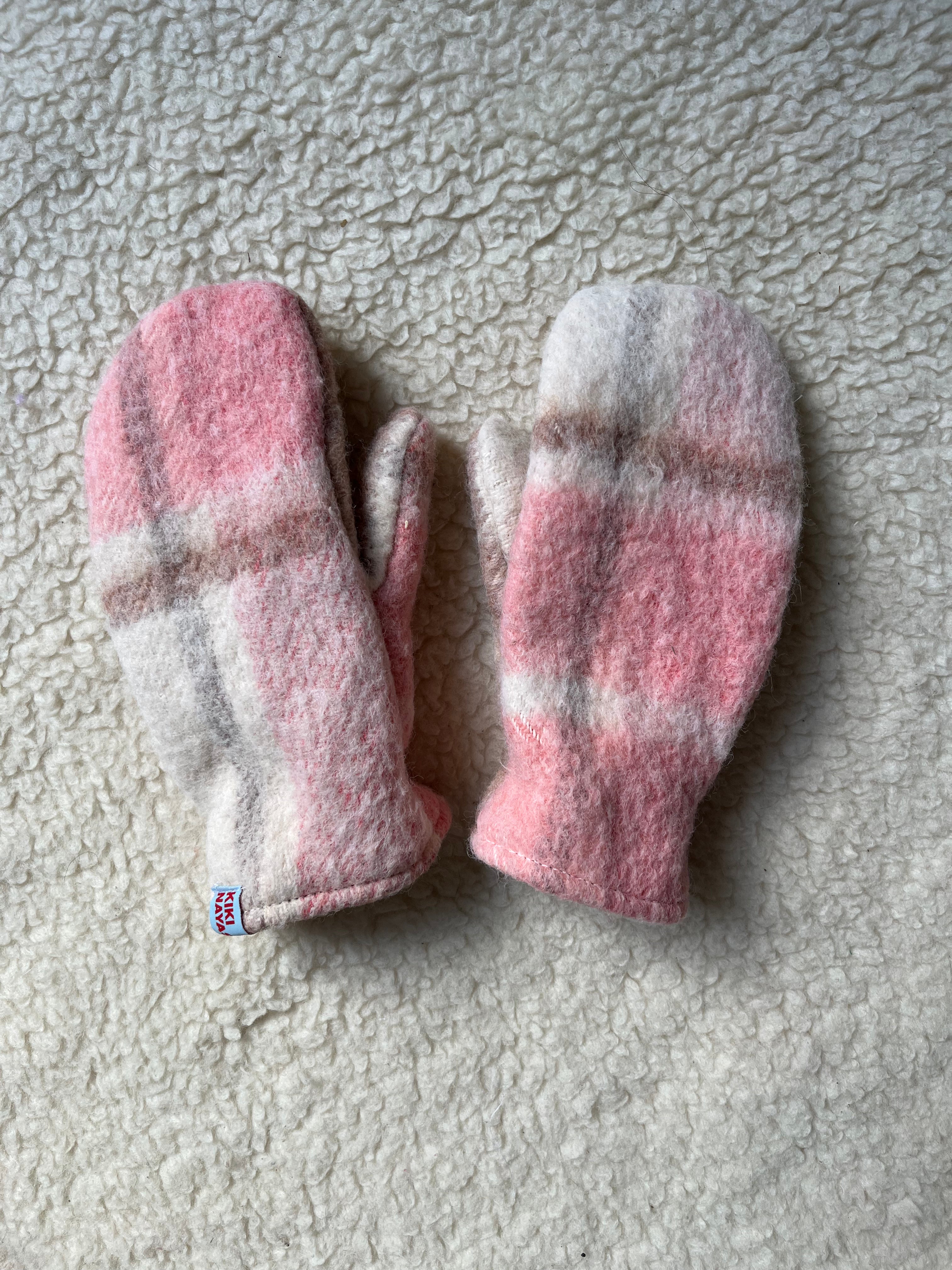 Moufles upcyclées laine à carreaux