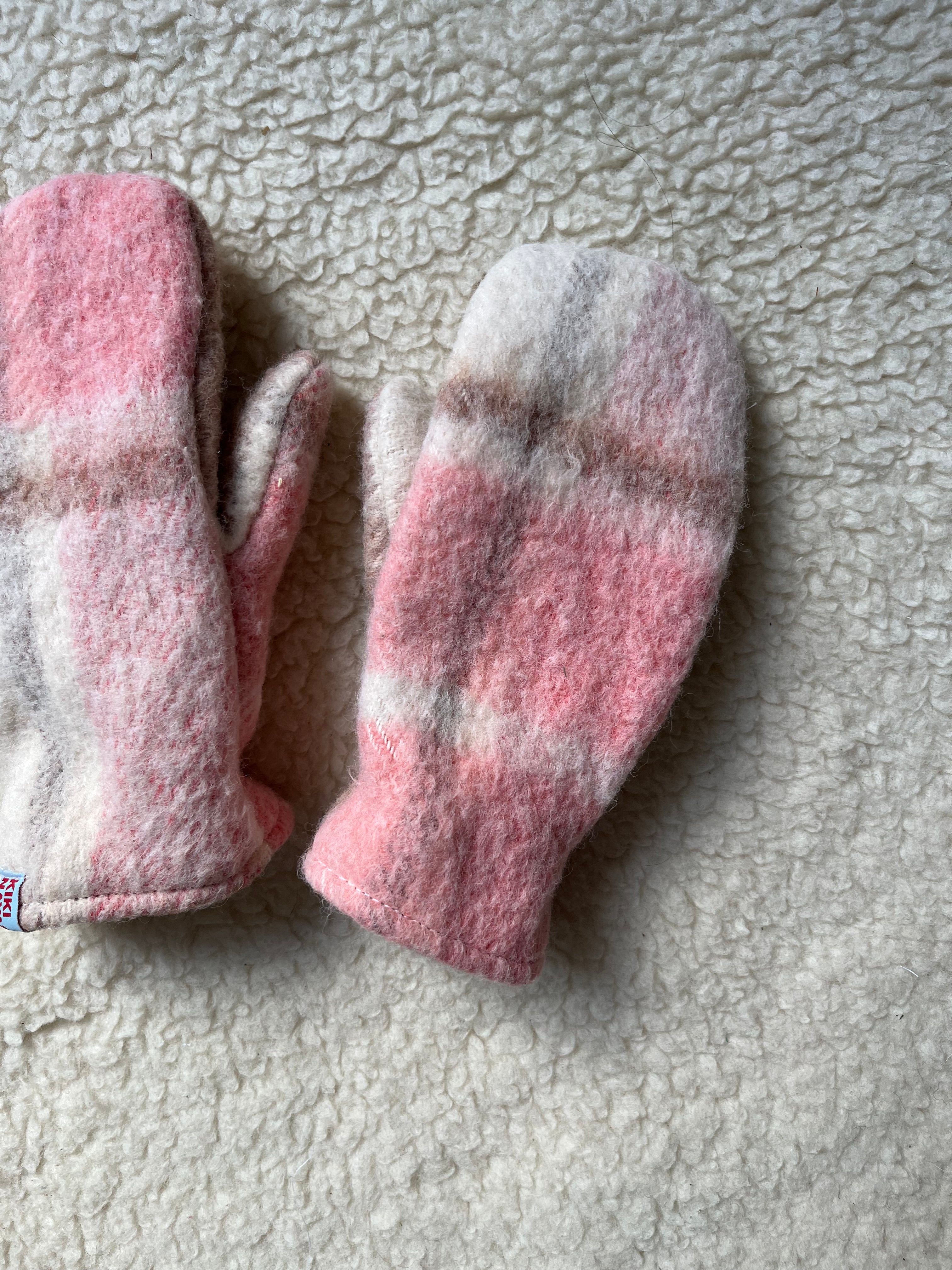 Moufles upcyclées laine à carreaux