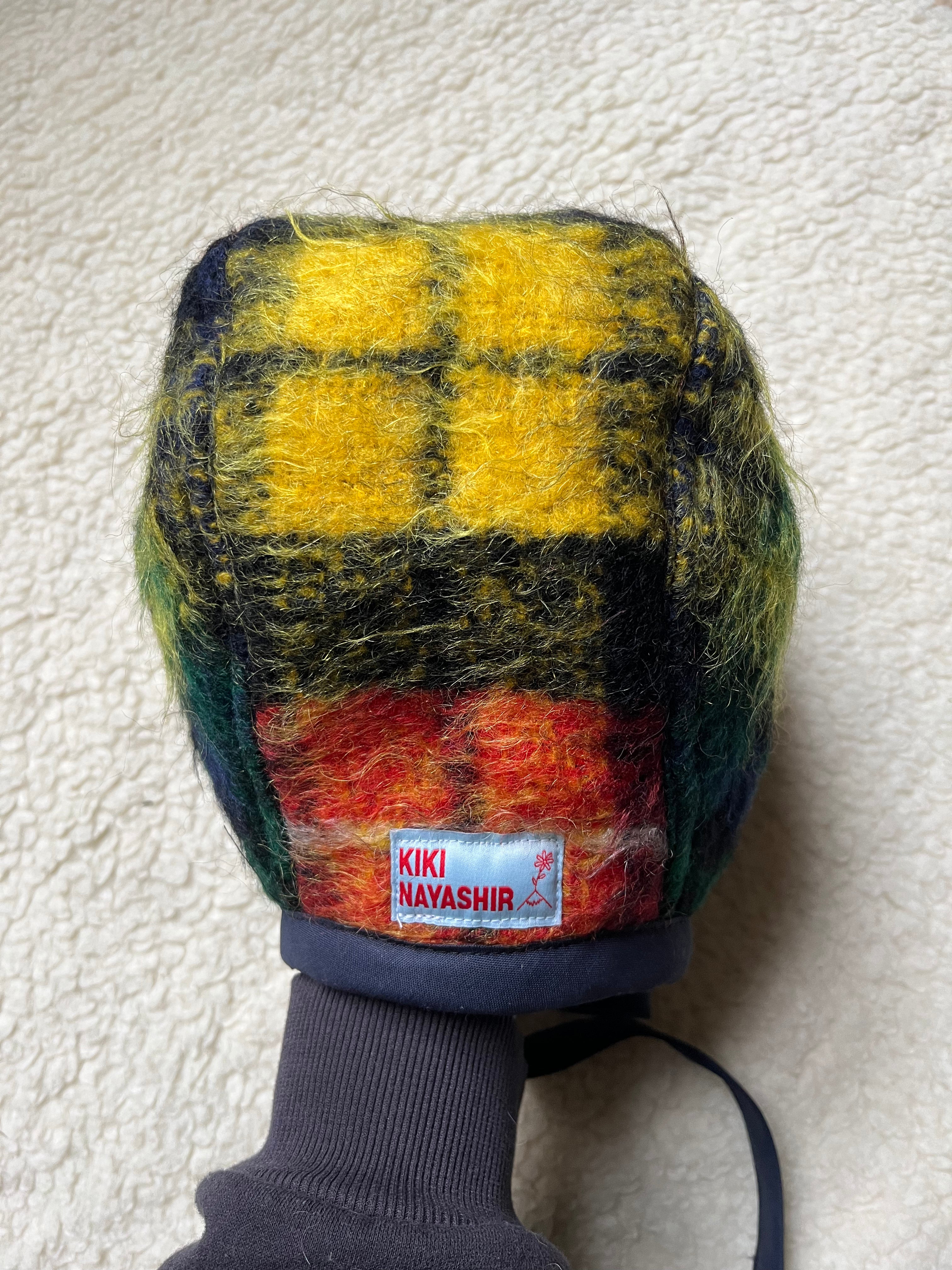 Béguin tartan adulte upcyclé en mohair & polaire – Pièce unique