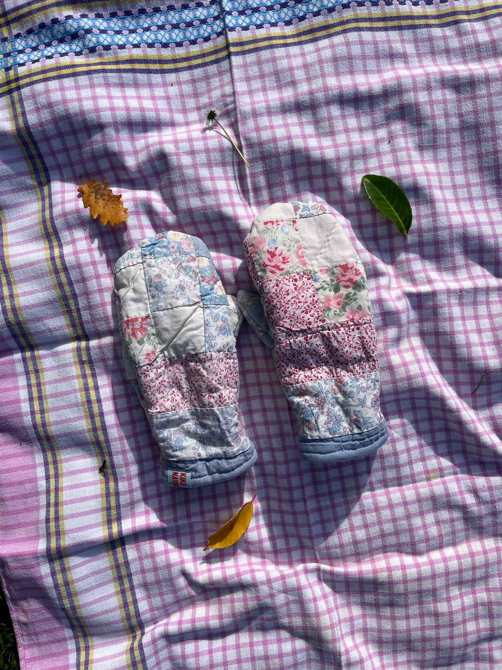Moufles upcyclées patchwork
