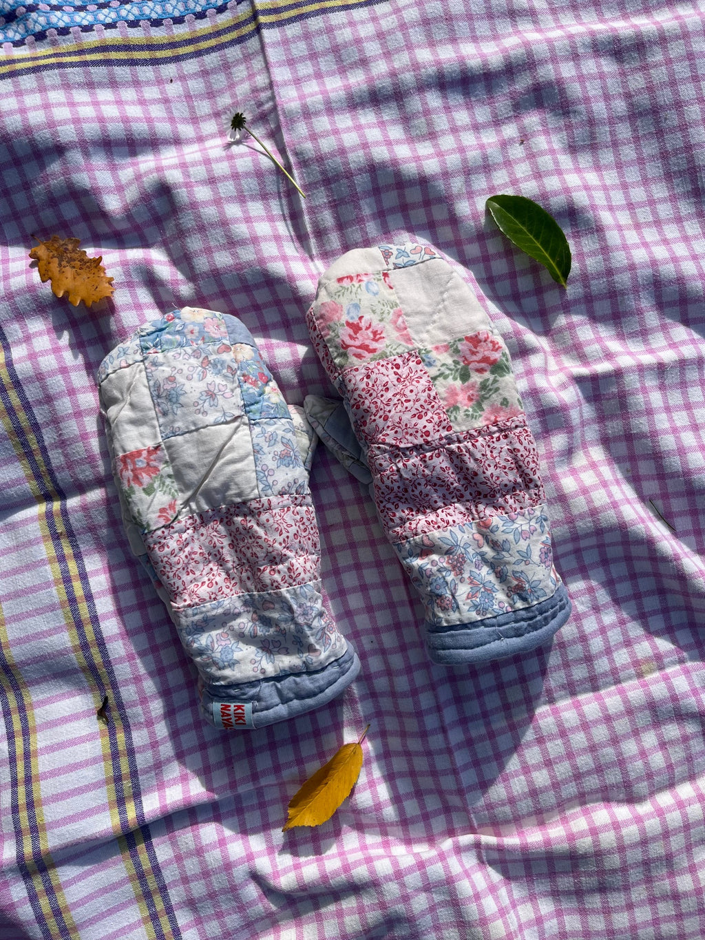 Moufles upcyclées patchwork