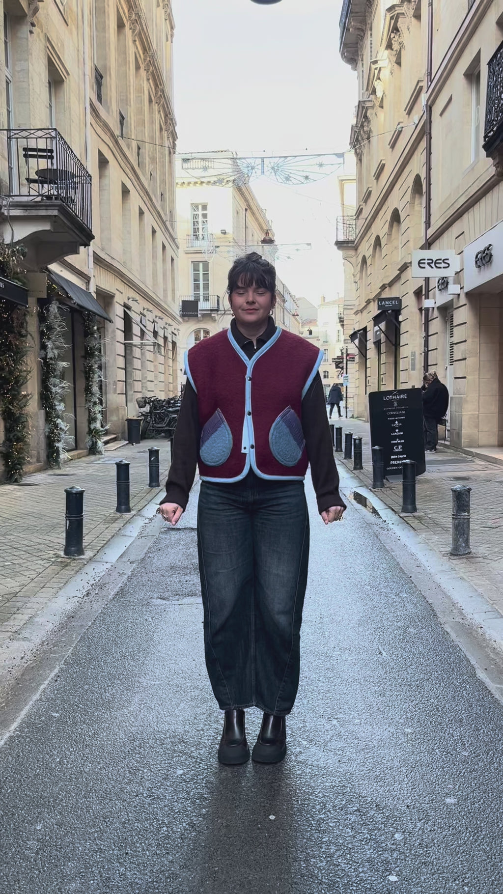 Veste sans manches laine bicolore- Pièce unique